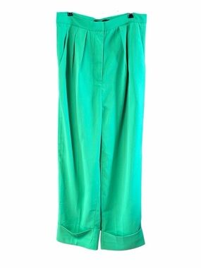Koandaily High Rise Pleated Cuffed Green Trouser Pants NWT